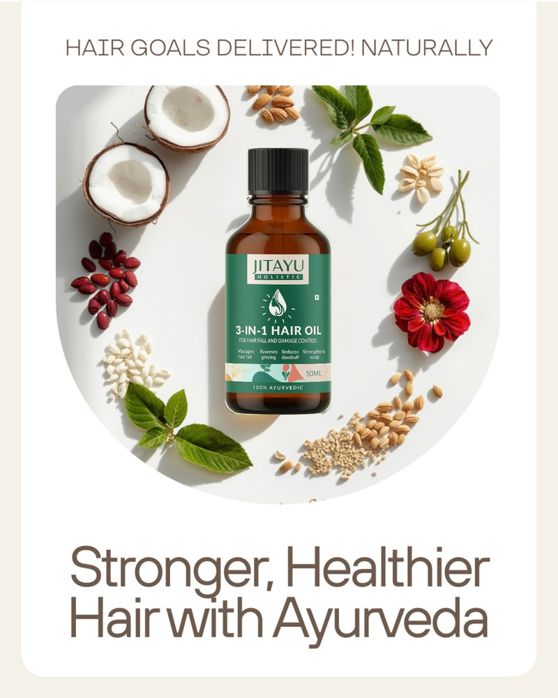 Premium Ayurvedic 3 in 1 Hair Growth and Repair Oil - Buy 1 + Get 1 Free (Pack of 2)